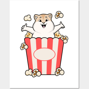 Little hamster in a cone with popcorn Posters and Art